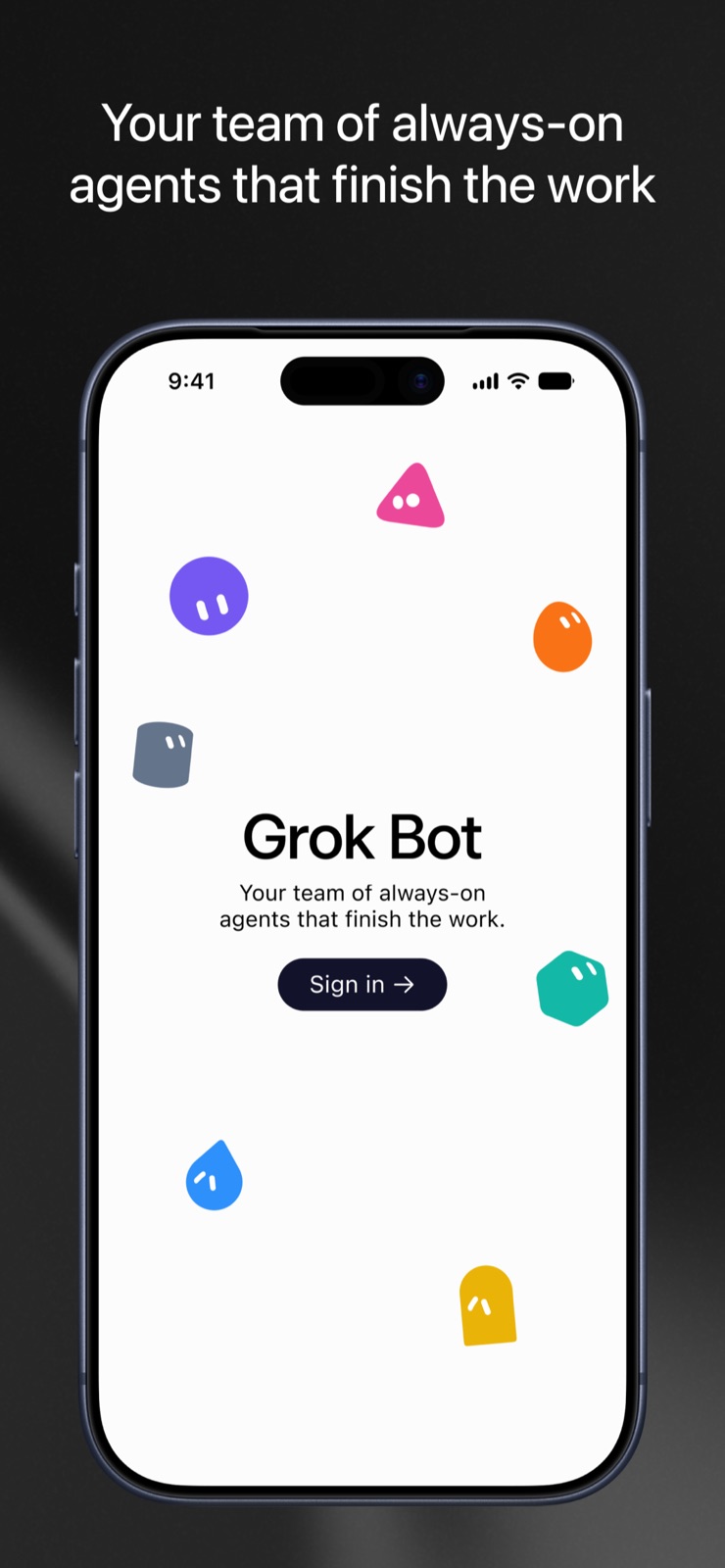 Official Grok Bot mobile sign-in product image